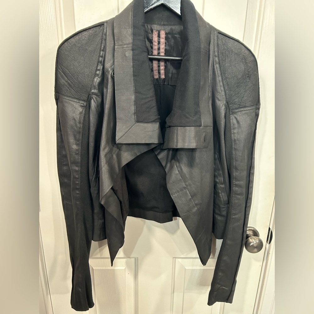 Rick Owens Dark Shadow Black Wax Jacket size Medium